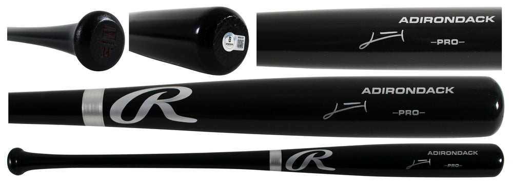 Rays Junior Caminero Authentic Signed Black Rawlings Adirondack Baseball Bat BAS