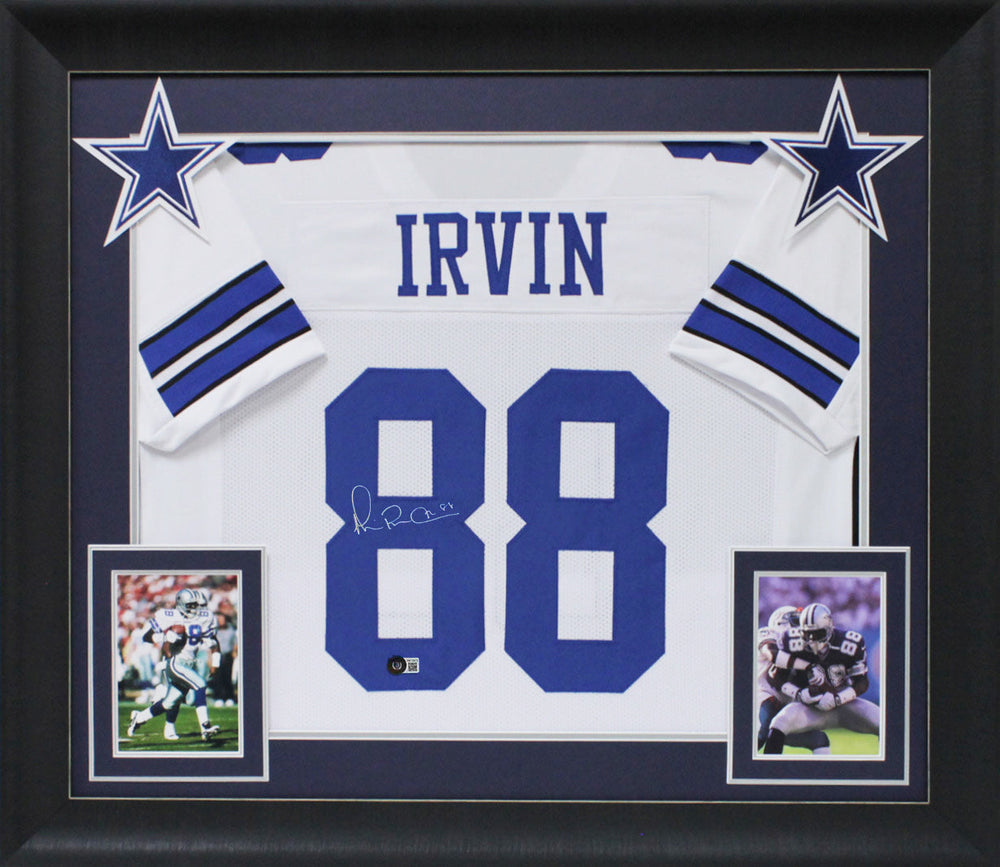 Michael Irvin Authentic Signed White Pro Style Framed Jersey BAS Witnessed 2