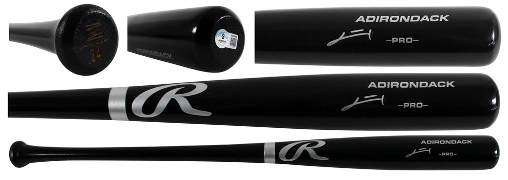 Rays Junior Caminero Signed Black Rawlings Adirondack Baseball Bat BAS #BX68764