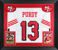 Brock Purdy Signed White Pro Style Framed Jersey w/ Dropshadow BAS Witnessed