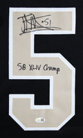 Jonathan Vilma "SB XLIV Champ" Signed Black Pro Style Framed Jersey JSA Witness