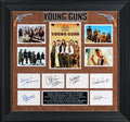Young Guns (6) Estevez, Sutherland, Phillips, Sheen +2 Signed Framed Display BAS