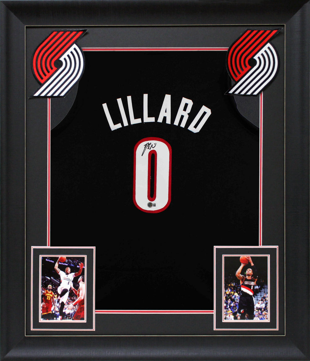 Damian Lillard Authentic Signed Black Dame Time Pro Style Framed Jersey BAS