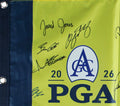 (39) Fleetwood, Clark, Thomas, Rahm +35 Signed 2026 PGA Championship Flag BAS