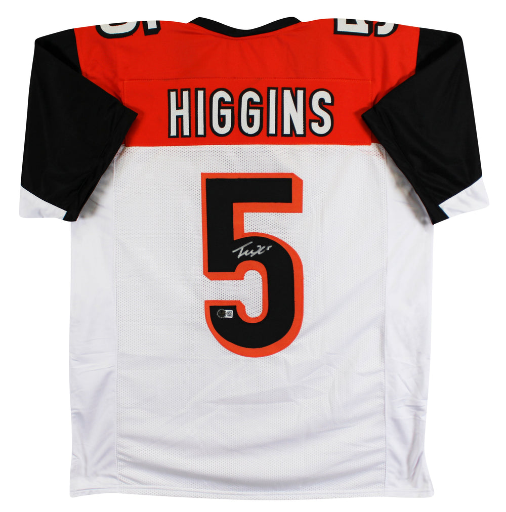 Tee Higgins Authentic Signed White Pro Style Jersey Autographed BAS 2