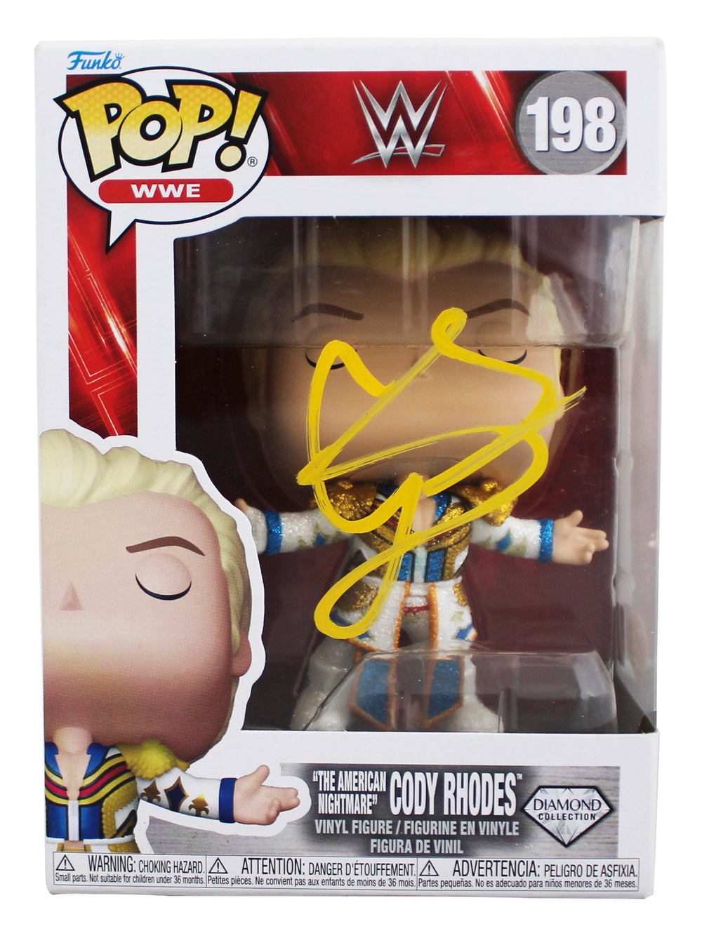 WWE Cody Rhodes Authentic Signed #198 Funko Pop Vinyl Figure JSA #CM04427