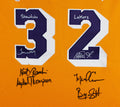 Showtime Lakers (6) Johnson, Worthy +4 Signed Yellow M&N Authentic Jersey BAS W