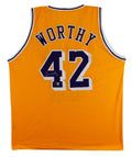 James Worthy Authentic Signed Yellow Pro Style Jersey Autographed BAS Witnessed