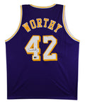 James Worthy Authentic Signed Purple Pro Style Jersey Autographed BAS Witnessed