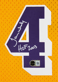 Lakers James Worthy "HOF 2003" Signed Yellow M&N HWC Swingman Jersey BAS Wit