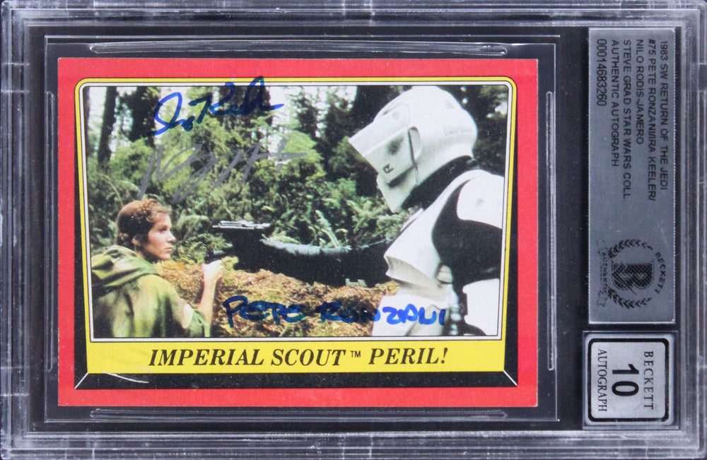 Star Wars (3) Keeler +2 Signed 1983 SW ROTJ #75 Card Auto Grade 10! BAS Slabbed