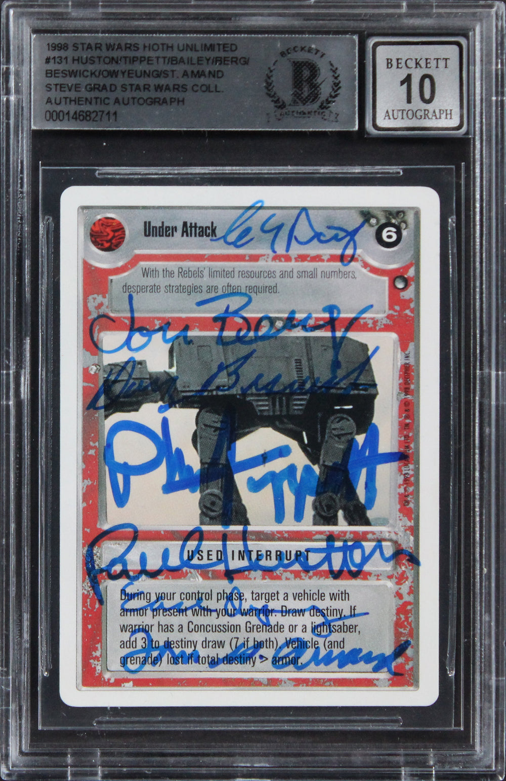 Star Wars (7) Huston +6 Signed 1998 SW Hoth Unlimited Card Auto 10! BAS Slabbed