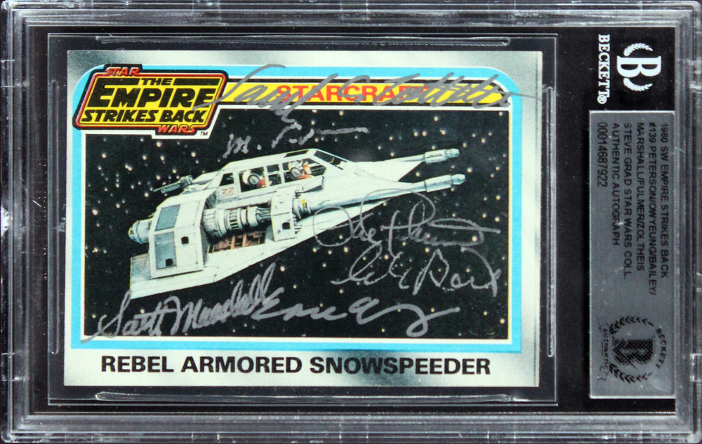 Star Wars (6) Bailey +5 Signed 1980 SW Empire Strikes Back #139 Card BAS Slabbed