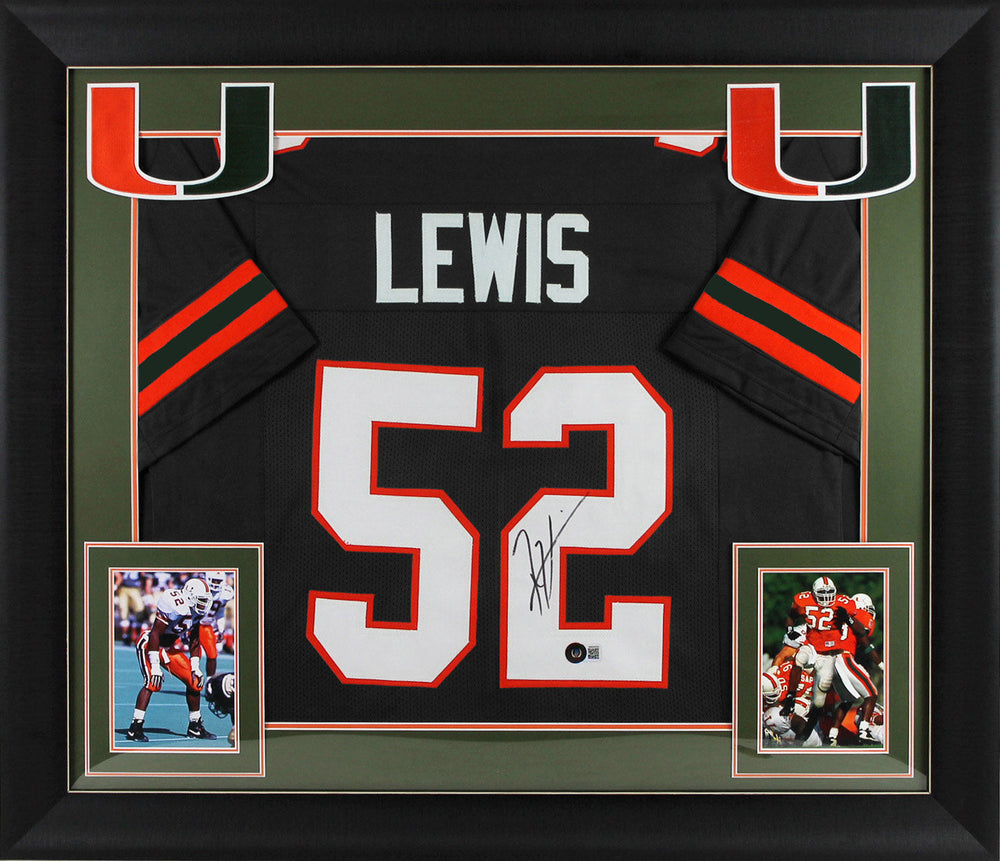 Miami Ray Lewis Authentic Signed Black Pro Style Framed Jersey BAS Witnessed