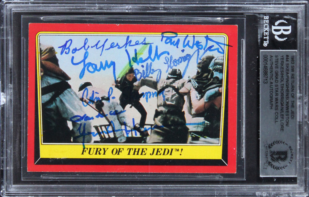 Star Wars (7) Skeaping, Henson, Holt +4 Signed 1983 SW ROTJ #44 Card BAS Slabbed