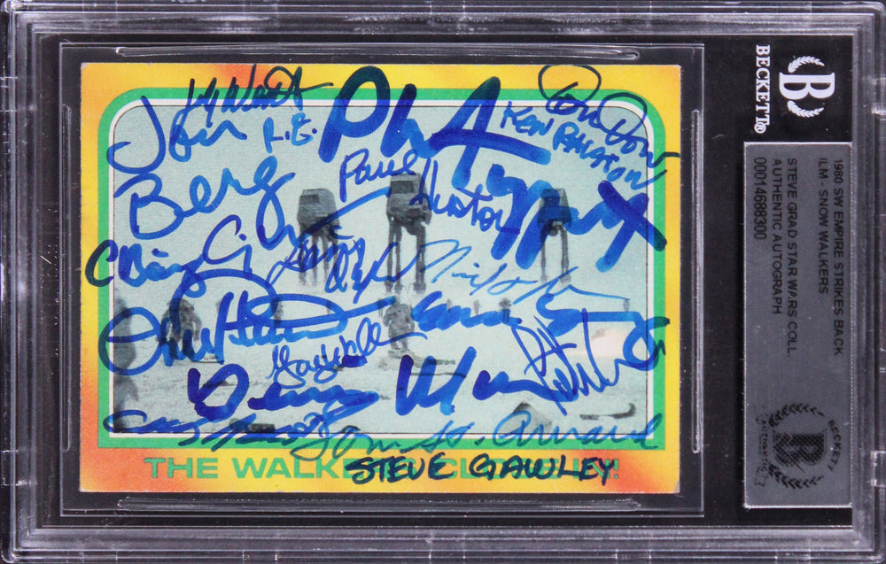 Star Wars (17) Craig, Huston, Gawley +14 Signed 1980 SW ESB #311 Card BAS Slab