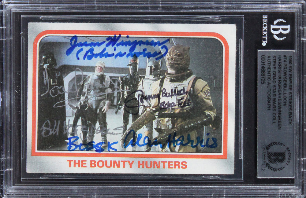 Star Wars (5) Prowse, Bulloch +3 3x Insc Signed 1980 SW ESB #74 Card BAS Slabbed