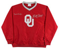 OU Bob Stoops & Barry Switzer Signed Maroon Champion Pullover Jacket BAS Witness