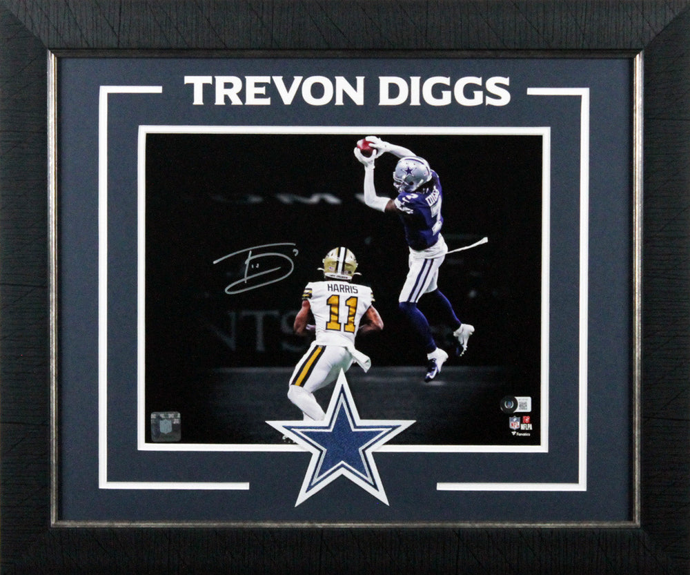 Cowboys Trevon Diggs Signed 11x14 Horizontal Blackout Framed Photo BAS Witnessed