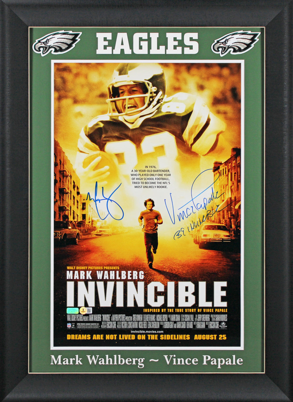 Mark Wahlberg & Vince Papale Invincible Authentic Signed 16x24 Framed Poster BAS