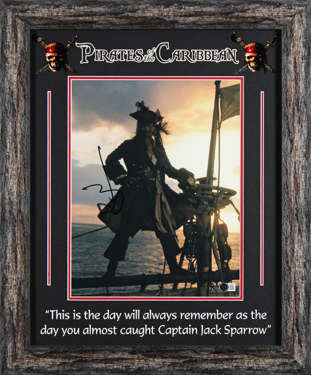 Johnny Depp Pirates Of The Caribbean Signed 11x14 Framed Photo BAS #BM60520