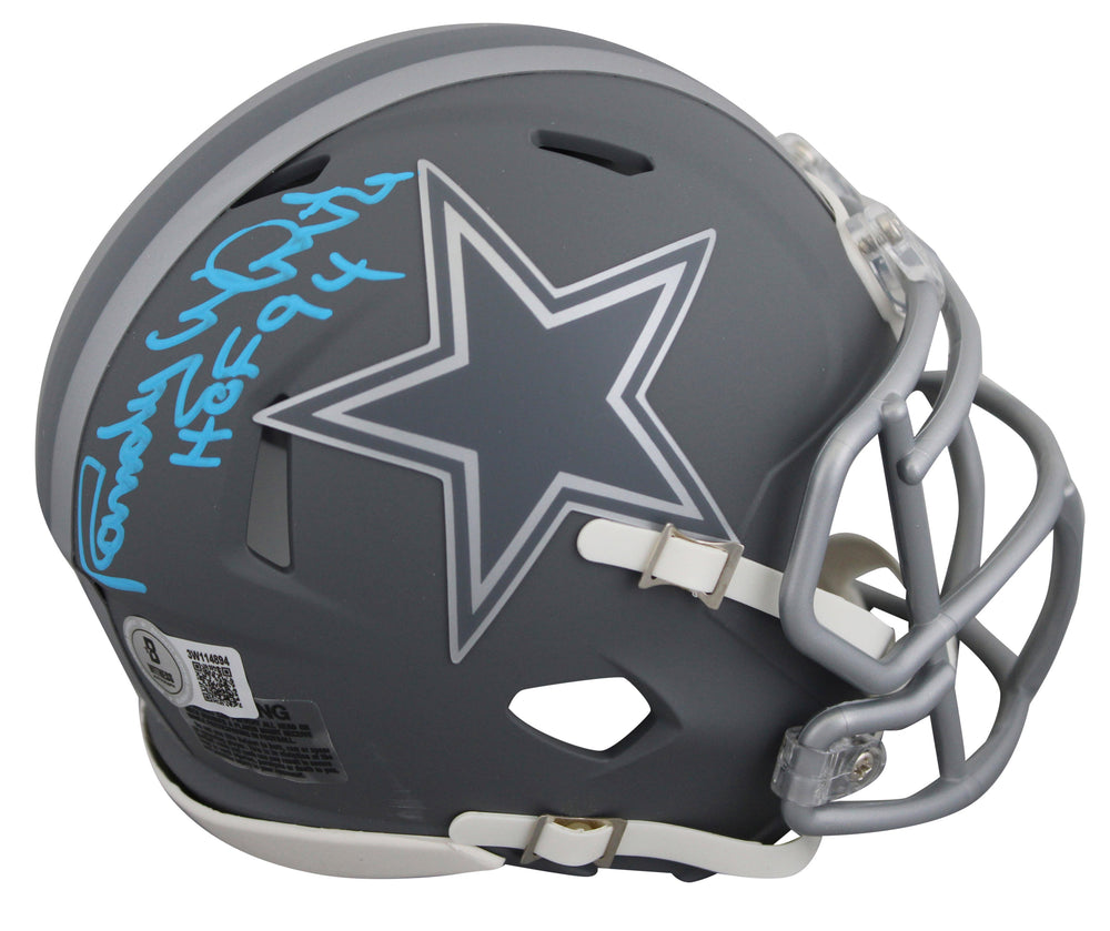 Cowboys Randy White "HOF 94' Authentic Signed Slate Speed Mini Helmet BAS Wit