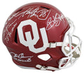OU Legends (5) Peterson, Stoops, Switzer +2 Signed F/S Speed Rep Helmet BAS Wit
