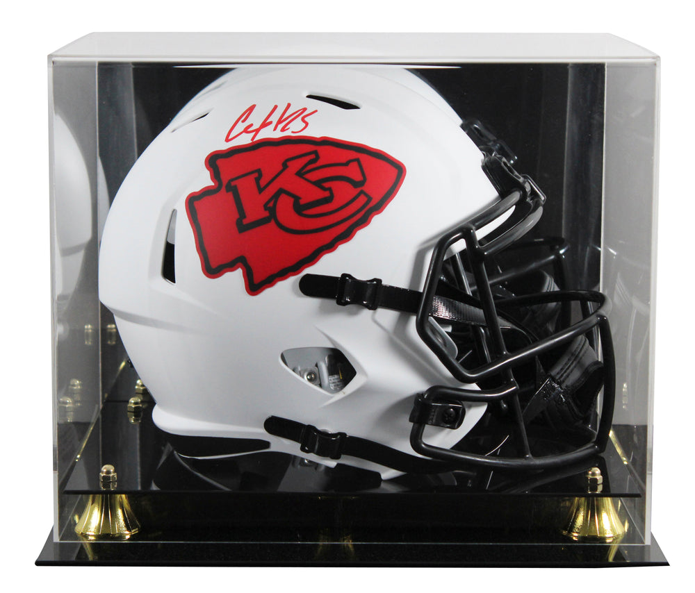 Chiefs Clyde Edwards-Helaire Signed Lunar F/S Speed Rep Helmet w/ Case BAS Wit