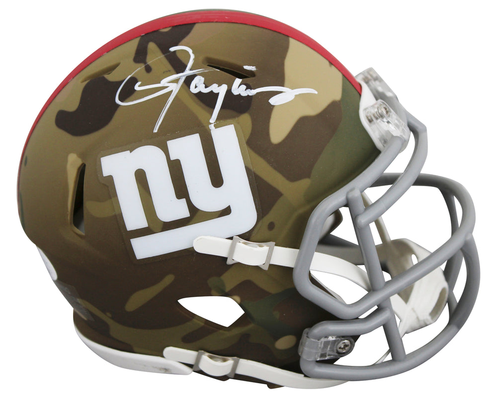 Giants Lawrence Taylor Authentic Signed Camo Speed Mini Helmet JSA #WIT888576