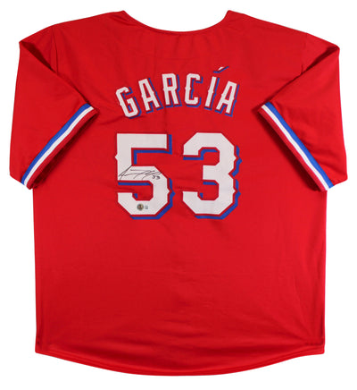 Adolis Garcia Authentic Signed Red Pro Style Jersey Autographed BAS Witnessed