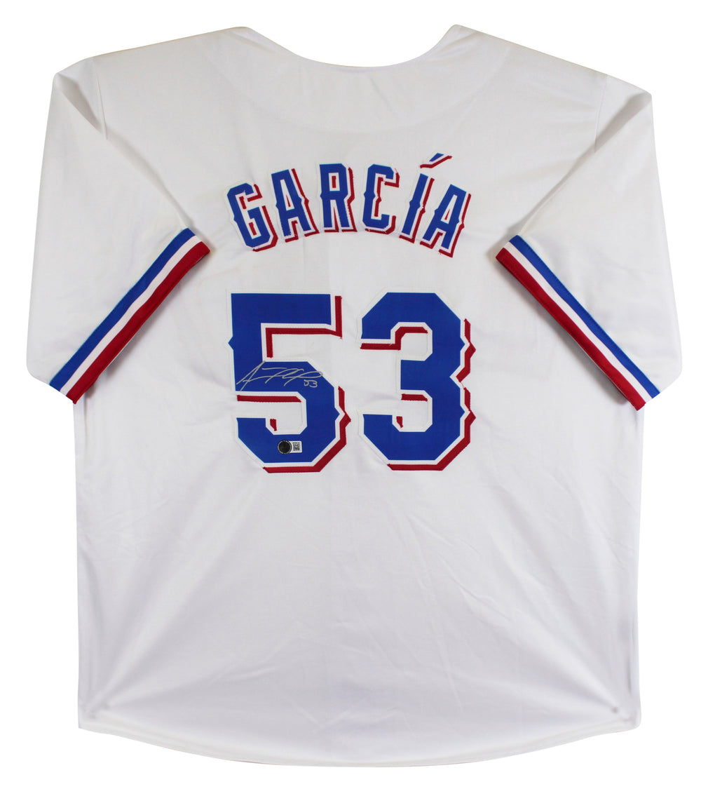 Adolis Garcia Authentic Signed White Pro Style Jersey BAS Witnessed