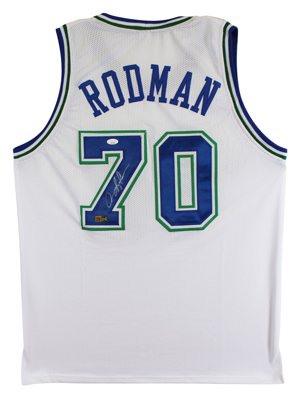 Dennis Rodman Authentic Signed White Pro Style Jersey Autographed JSA Witness