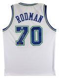 Dennis Rodman Authentic Signed White Pro Style Jersey Autographed JSA Witness