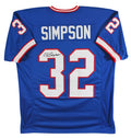 O.J. Simpson Authentic Signed Blue Pro Style Jersey Autographed JSA Witness