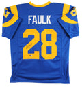 Marshall Faulk Authentic Signed Blue Pro Style Jersey BAS Witnessed 3