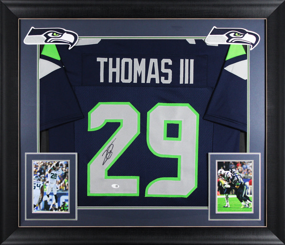 Earl Thomas Authentic Signed Navy Pro Style Framed Jersey JSA Witness