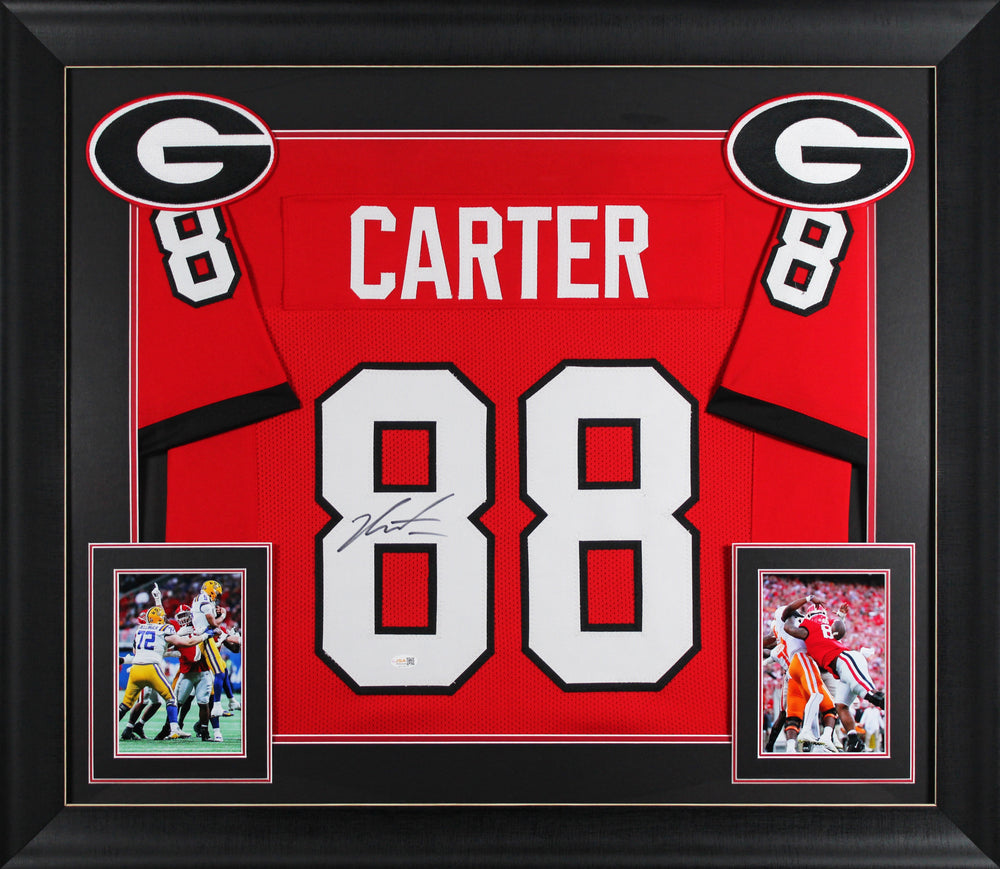 Georgia Jalen Carter Authentic Signed Red Pro Style Framed Jersey JSA Witness