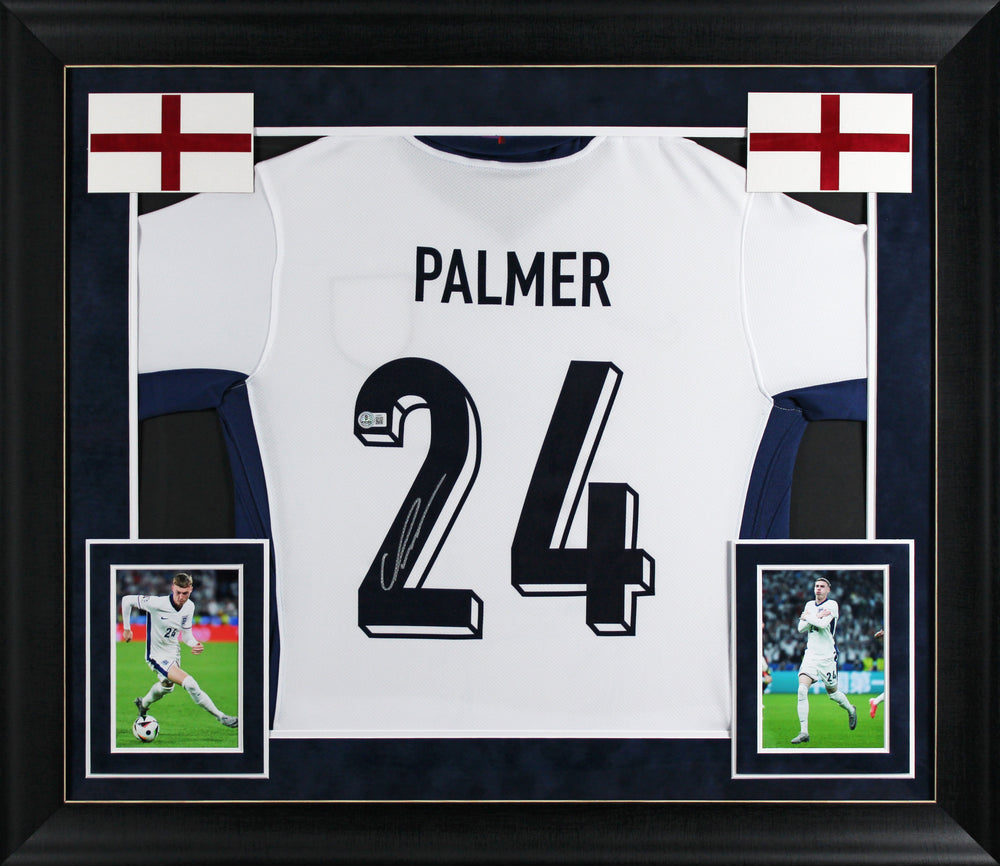 England Cole Palmer Authentic Signed White Nike Framed Jersey Autographed BAS
