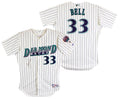D-Backs Jay Bell Signed Game Used White Pinstripe Rawlings Jersey BAS #BU55007