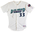 D-Backs Jay Bell Signed Game Used White Pinstripe Rawlings Jersey BAS #BU55007