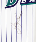 D-Backs Jay Bell Signed Game Used White Pinstripe Rawlings Jersey BAS #BU55007