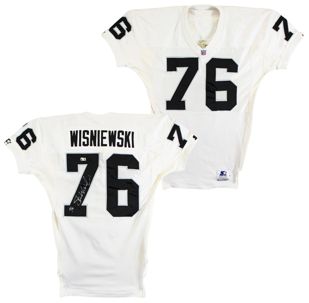 Raiders Steve Wisniewski Authentic Signed White Starter Jersey BAS #BU55004