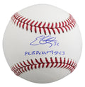 Rangers Evan Carter "MLB Debut 9-8-23" Authentic Signed OML Baseball BAS Witness