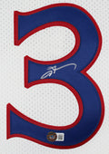 76ers Allen Iverson Signed White M&N HWC Authentic Framed Jersey BAS Witnessed