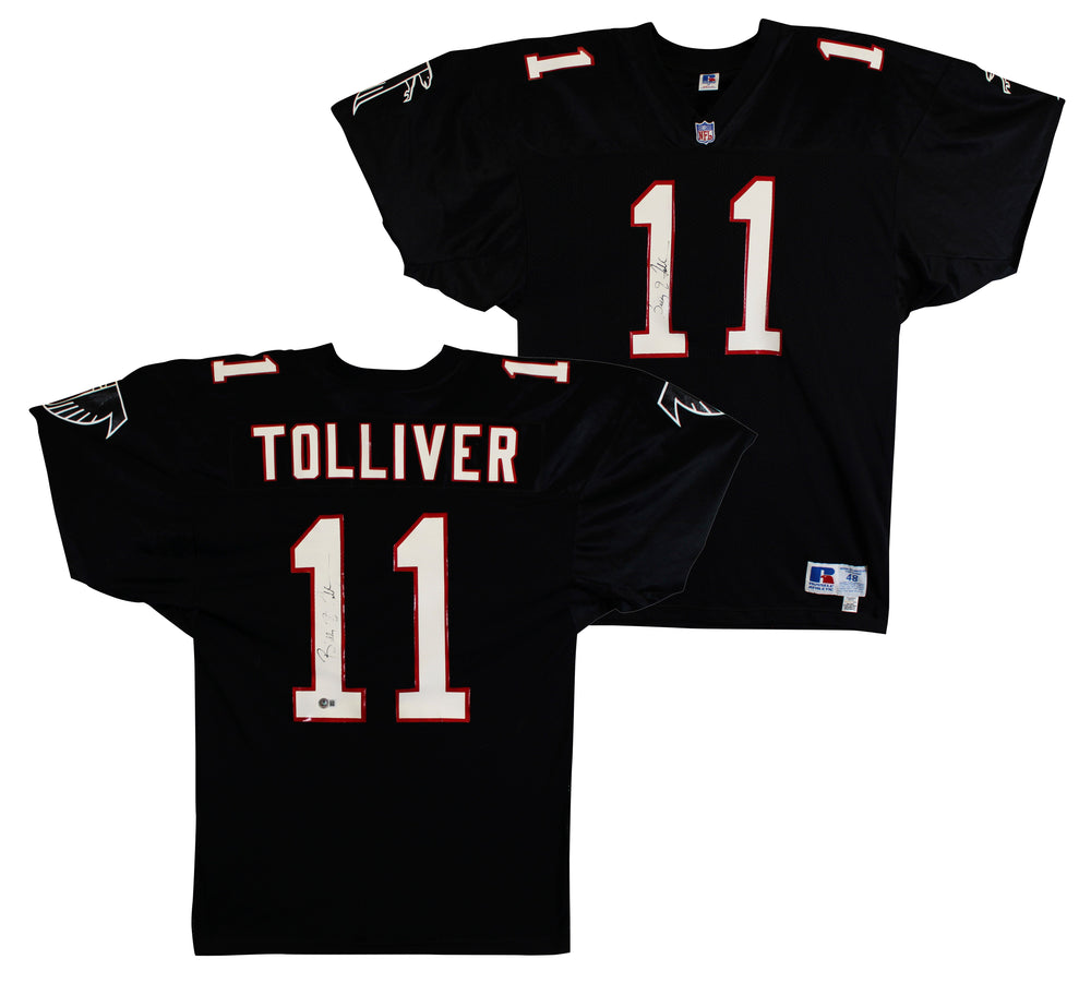 Falcons Billy Joe Tolliver Signed Twice Black Russell Athletic Jersey BAS