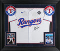 Rangers Marcus Semien Signed White Nike Framed Jersey w/ 2023 WS Patch BAS Wit