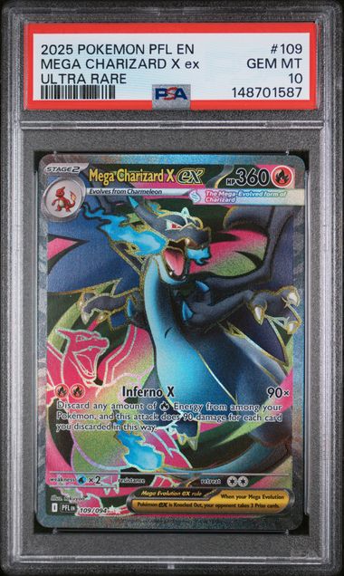 2025 POKEMON PHANTASMAL FLAMES MEGA CHARIZARD X EX ULTRA RARE #109 PSA 10