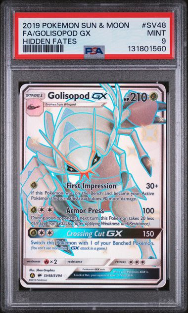 2019 POKEMON HIDDEN FATES GOLISOPOD GX #SV48 PSA 9