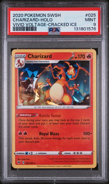 2020 POKEMON VIVID VOLTAGE CHARIZARD CRACKED ICE #25 PSA 9
