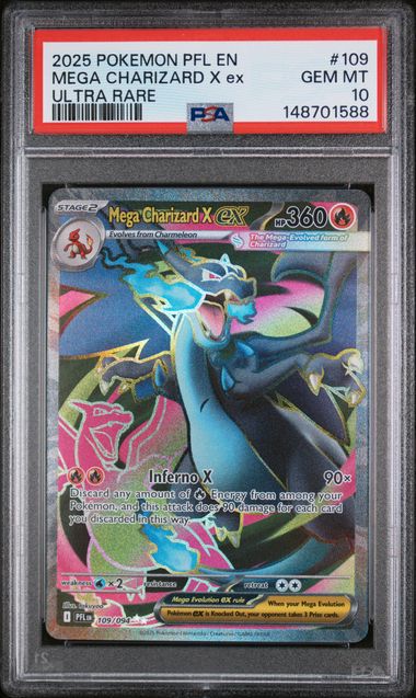 2025 POKEMON PHANTASMAL FLAMES MEGA CHARIZARD X EX ULTRA RARE #109 PSA 10